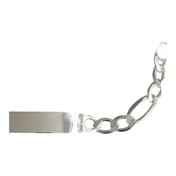 Esclava Plata 925 Hombre Cadena Fígaro Gruesa con Placa Lisa - Imagen 4