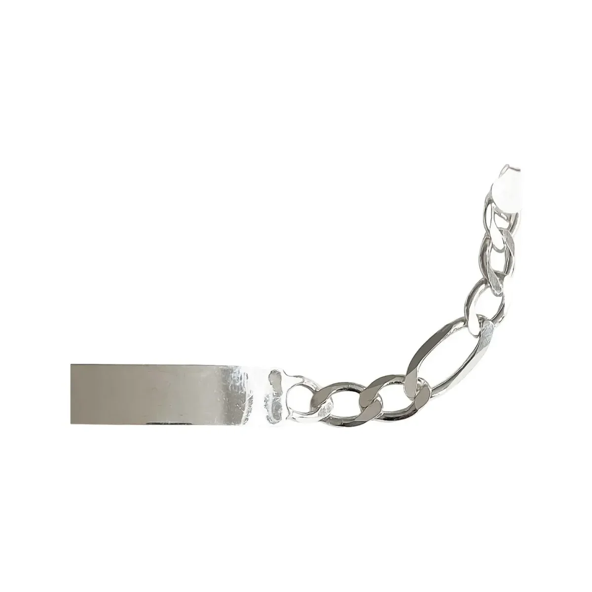 Esclava Plata 925 Hombre Cadena Fígaro Gruesa con Placa Lisa - Imagen 4