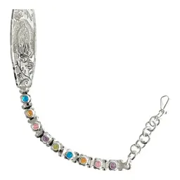 Esclava Plata 925 Virgen de Guadalupe con Zirconias Baño Oro Rosa Ajustable - Imagen 3