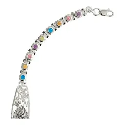 Esclava Plata 925 Virgen de Guadalupe con Zirconias Baño Oro Rosa Ajustable - Imagen 4