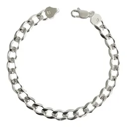 Esclava Plata Ley .925 Cubana Diamantada Hombre 20cm - Imagen 1