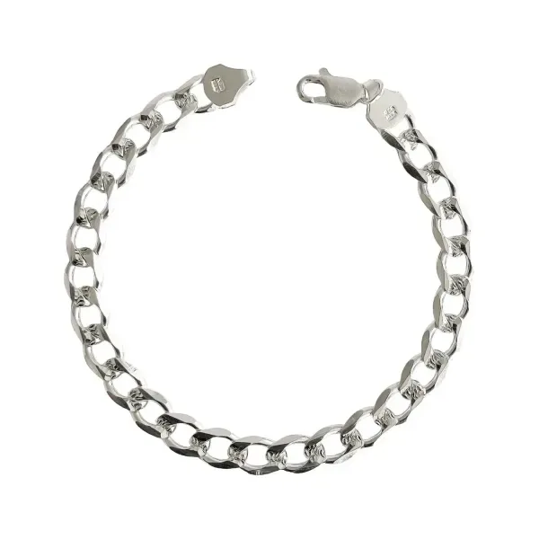 Esclava Plata Ley .925 Cubana Diamantada Hombre 20cm - Imagen 1