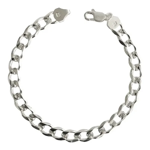 Esclava Plata Ley .925 Cubana Diamantada Hombre 20cm - Imagen 1
