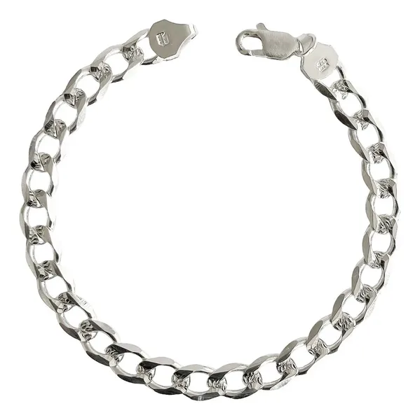 Esclava Plata Ley .925 Cubana Diamantada Hombre 20cm - Imagen 1
