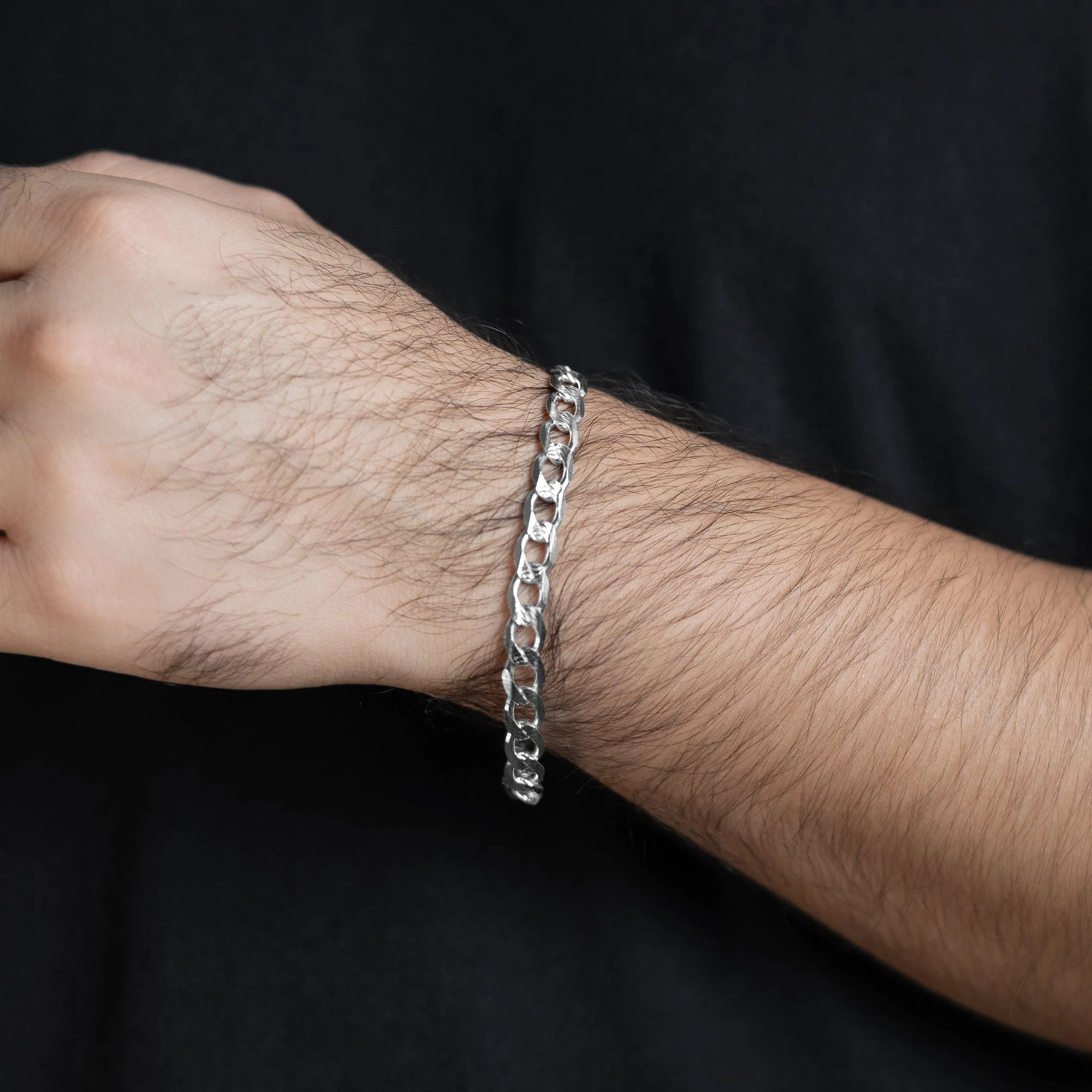 Pulsera Esclava de Plata .925 Cubana Diamantada 7 mm - Imagen 2