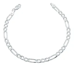 Esclava Pulsera Figaro 3x1 5mm Diamantada Plata .925 22cm - Imagen 1