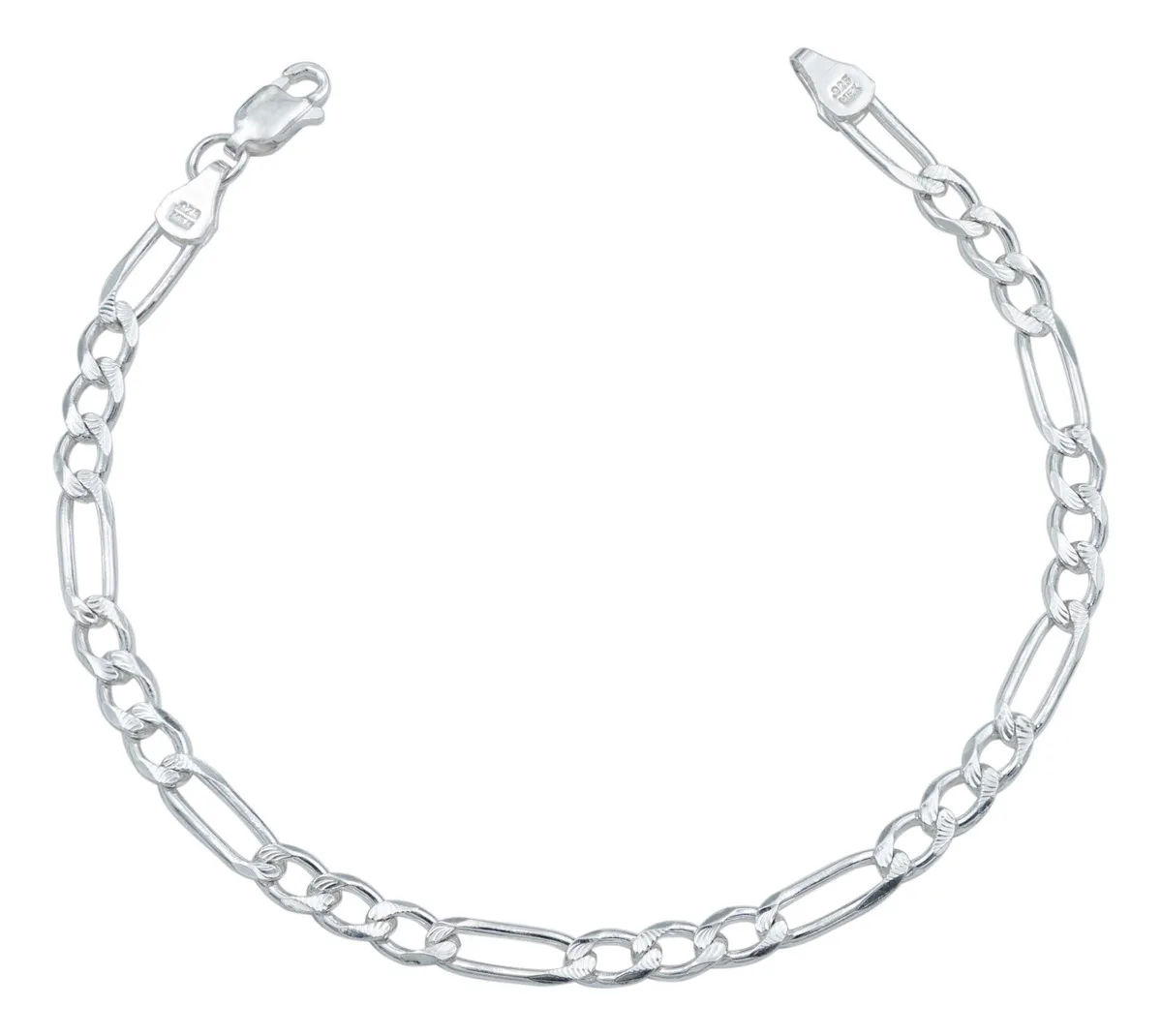 Esclava de plata .925 plateado diseno Figaro 3x1 unisex diamantada — Joyaris