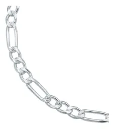 Esclava Pulsera Figaro 3x1 5mm Diamantada Plata .925 22cm - Imagen 2