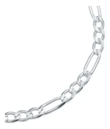 Esclava Pulsera Figaro 3x1 5mm Diamantada Plata .925 22cm - Imagen 3