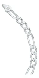 Esclava Pulsera Figaro 3x1 5mm Diamantada Plata .925 22cm - Imagen 4