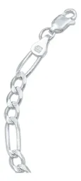 Esclava Pulsera Figaro 3x1 5mm Diamantada Plata .925 22cm - Imagen 5