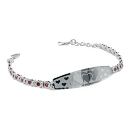 Esclava Pulsera Plata 925 Corazón con Placa de Zirconias Naranja Ajustable - Imagen 1