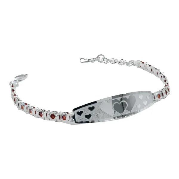 Esclava Pulsera Plata 925 Corazón con Placa de Zirconias Naranja Ajustable - Imagen 1