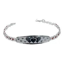 Esclava Pulsera Plata 925 Corazón con Placa de Zirconias Naranja Ajustable - Imagen 2