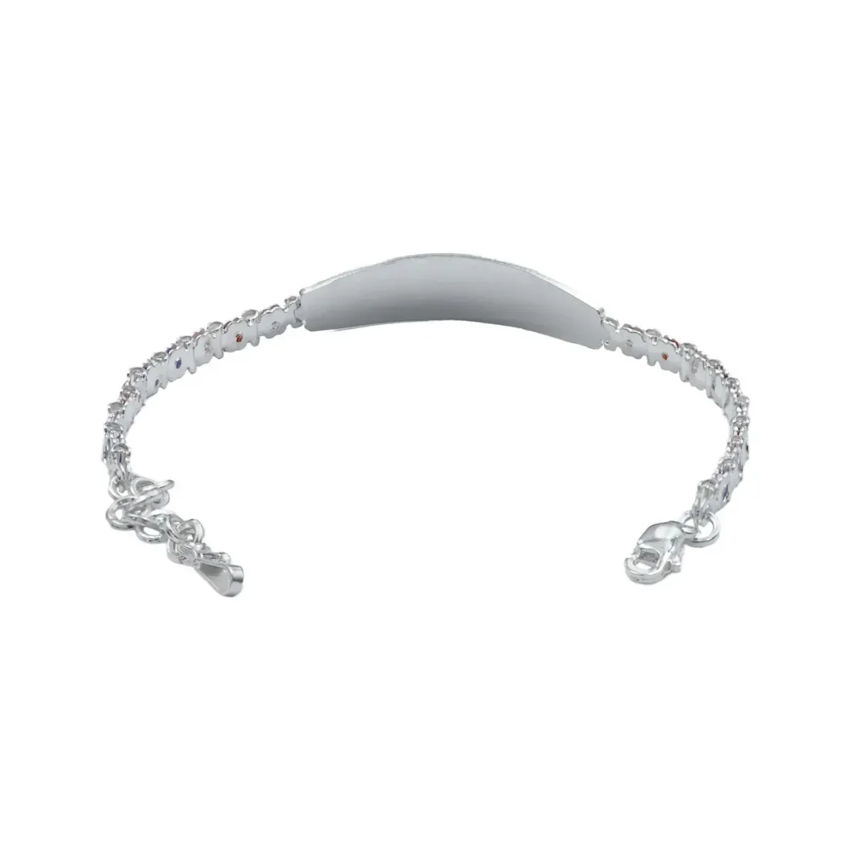 Esclava Pulsera Plata 925 Corazón con Placa de Zirconias Naranja Ajustable - Imagen 4