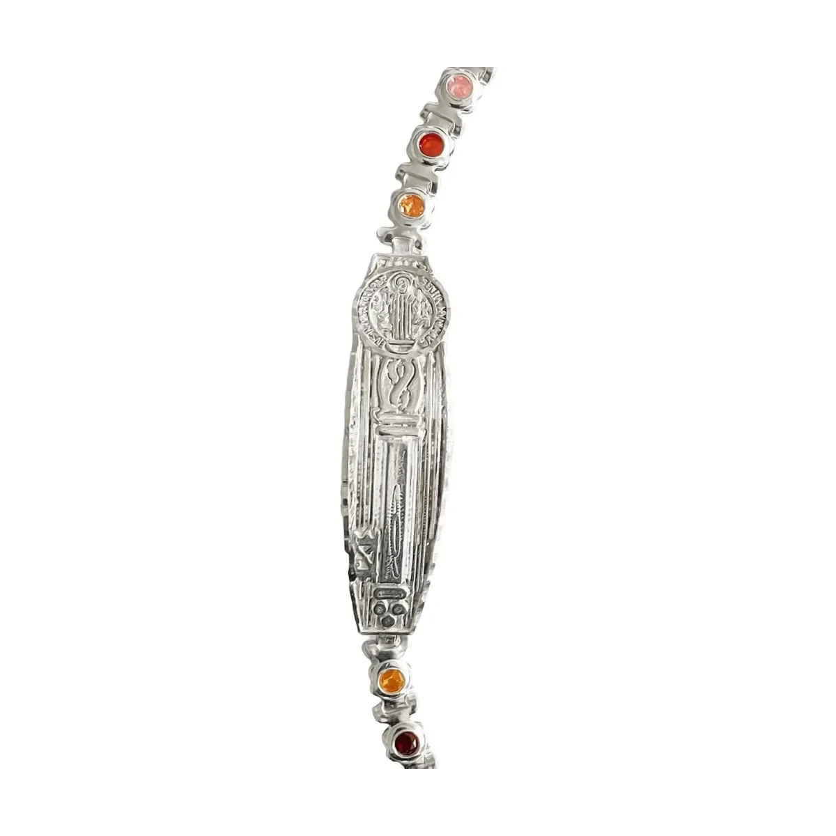 Esclava Pulsera Plata 925 San Benito Zirconias Multicolor Ajustable - Imagen 2