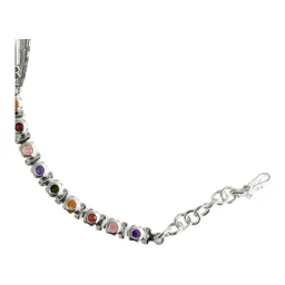 Esclava Pulsera Plata 925 San Benito Zirconias Multicolor Ajustable - Imagen 3