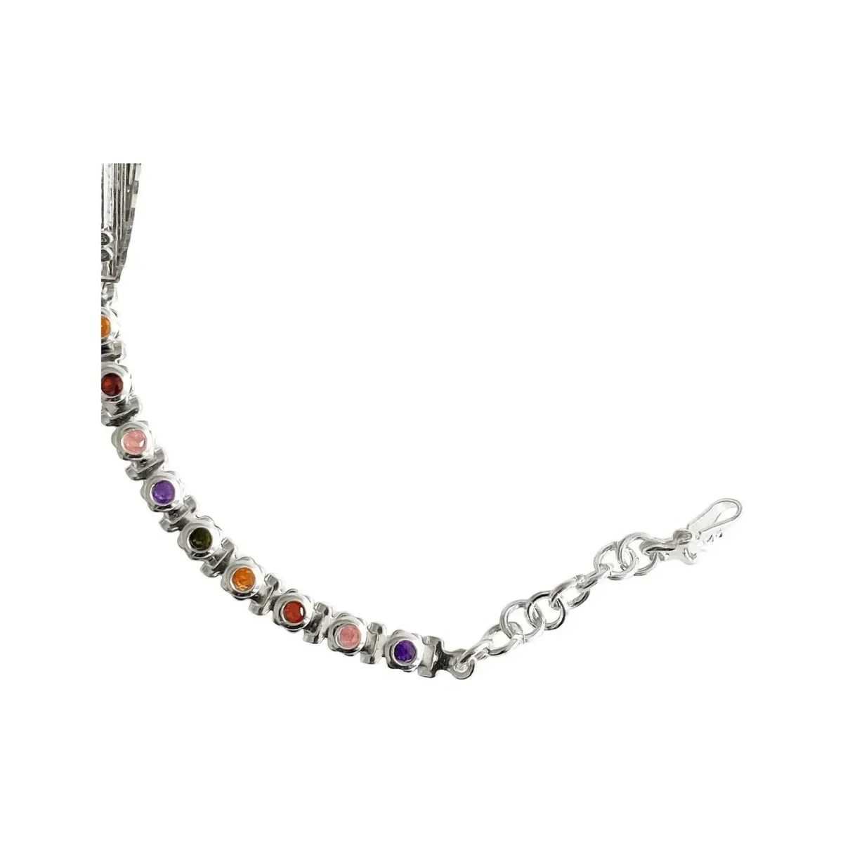 Esclava Pulsera Plata 925 San Benito Zirconias Multicolor Ajustable - Imagen 3