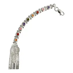 Esclava Pulsera Plata 925 San Benito Zirconias Multicolor Ajustable - Imagen 4