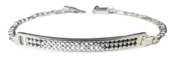 Pulsera Esclava Placa con Zirconias Negras Plata .925 21.5cm - Imagen 1