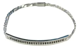Pulsera Esclava Placa con Zirconias Negras Plata .925 21.5cm - Imagen 2