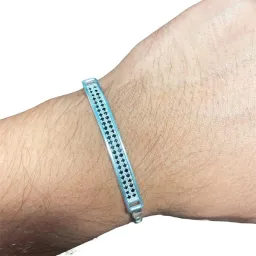 Pulsera Esclava Placa con Zirconias Negras Plata .925 21.5cm - Imagen 3