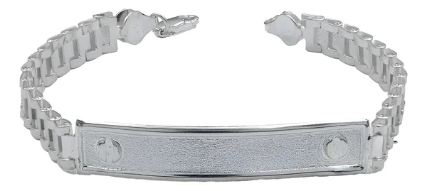 Esclava Hombre Plata Ley .925 Estilo Rolex Placa Grabable - Imagen 1