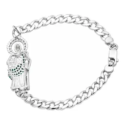 Esclava San Judas Tadeo de Plata .925 con Zirconia Verde de 18 cm - Imagen 2