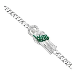 Esclava San Judas Tadeo de Plata .925 con Zirconia Verde de 18 cm - Imagen 3