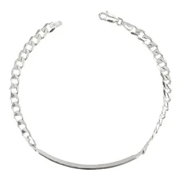Esclava Plata 925 Tejido Barbado Cubano con Placa para Hombre - Imagen 4
