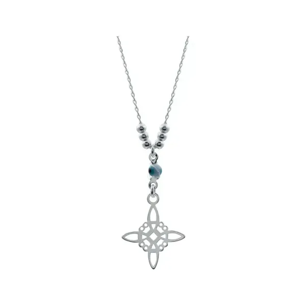 Gargantilla Plata 925 Nudo Bruja Ojo Turco Zirconia Azul - Imagen 1