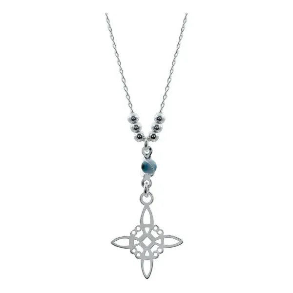 Gargantilla Plata 925 Nudo Bruja Ojo Turco Zirconia Azul - Imagen 1