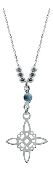 Gargantilla Plata 925 Nudo Bruja Ojo Turco Zirconia Azul - Imagen 1