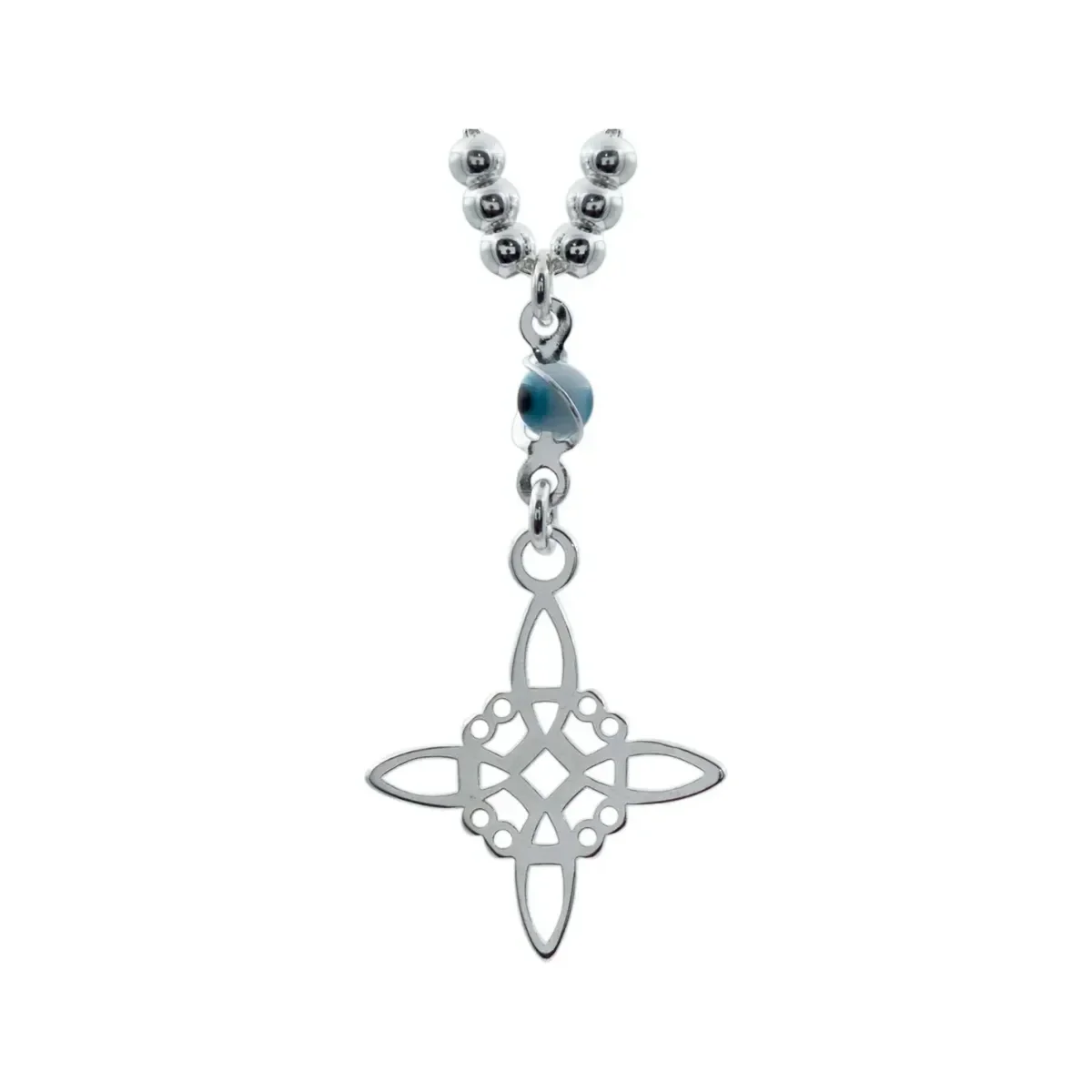 Gargantilla Plata 925 Nudo Bruja Ojo Turco Zirconia Azul - Imagen 2