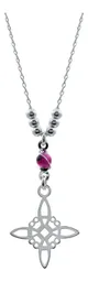 Gargantilla Plata 925 Nudo Bruja Ojo Turco Zirconia Rosa - Imagen 1
