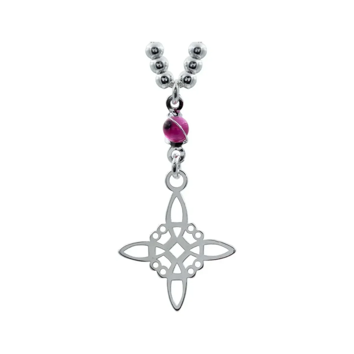 Gargantilla Plata 925 Nudo Bruja Ojo Turco Zirconia Rosa - Imagen 2