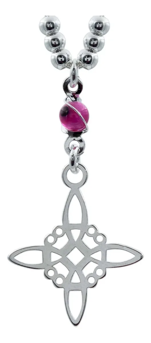 Gargantilla Plata 925 Nudo Bruja Ojo Turco Zirconia Rosa - Imagen 2