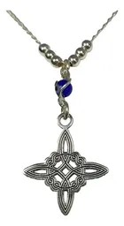 Gargantilla Plata 925 Nudo de Bruja Ojo Turco Zirconia Azul 50cm - Imagen 1