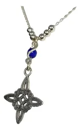 Gargantilla Plata 925 Nudo de Bruja Ojo Turco Zirconia Azul 50cm - Imagen 2