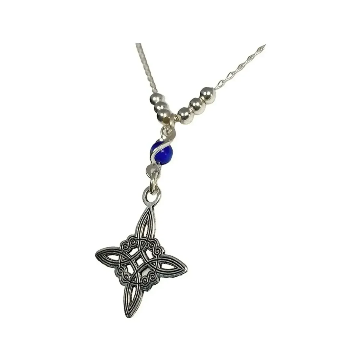 Gargantilla Plata 925 Nudo de Bruja Ojo Turco Zirconia Azul 50cm - Imagen 2