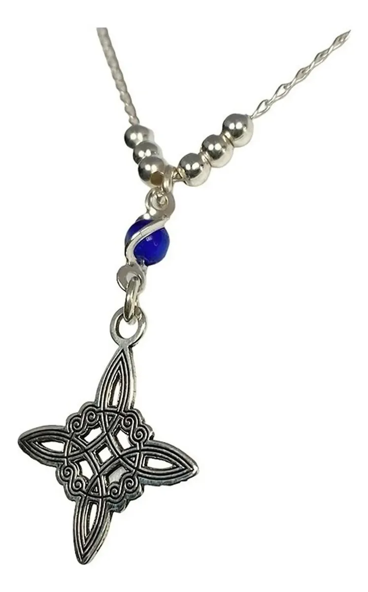 Gargantilla Plata 925 Nudo de Bruja Ojo Turco Zirconia Azul 50cm - Imagen 2
