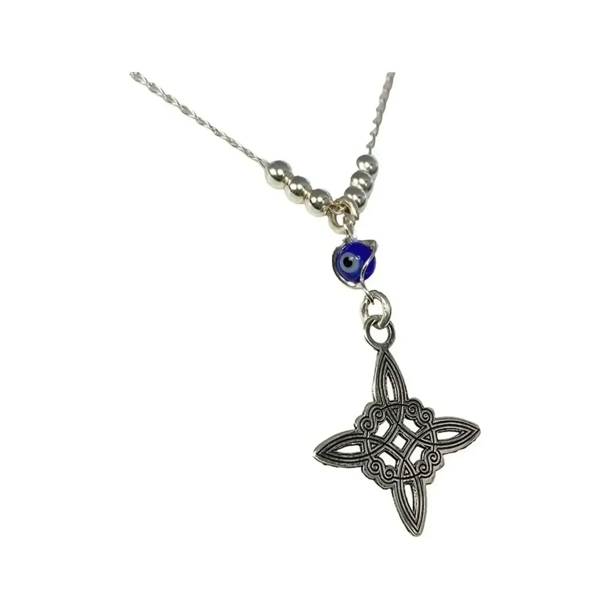 Gargantilla Plata 925 Nudo de Bruja Ojo Turco Zirconia Azul 50cm - Imagen 3