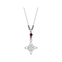 Gargantilla Plata Ley .925 Nudo de Bruja Ojo Turco Rojo Ajustable - Imagen 1