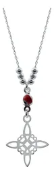 Gargantilla Plata Ley .925 Nudo de Bruja Ojo Turco Rojo Ajustable - Imagen 1
