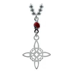 Gargantilla Plata Ley .925 Nudo de Bruja Ojo Turco Rojo Ajustable - Imagen 2