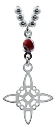 Gargantilla Plata Ley .925 Nudo de Bruja Ojo Turco Rojo Ajustable - Imagen 2