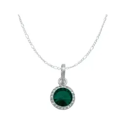Juego Collar Dije y Aretes Plata 925 con Cristal Verde - Imagen 2