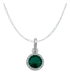 Juego Collar Dije y Aretes Plata 925 con Cristal Verde - Imagen 2