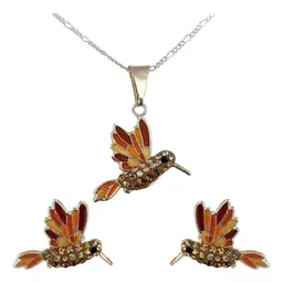 Conjunto Colibrí Plata .925 con Baño de Oro con Zirconia - Imagen 1