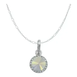 Juego de Collar Dije Aretes Plata 925 con Cristal Ovalado Blanco - Imagen 2